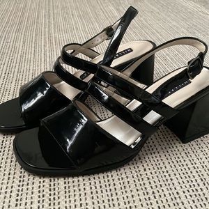 Chunky black heel sandals